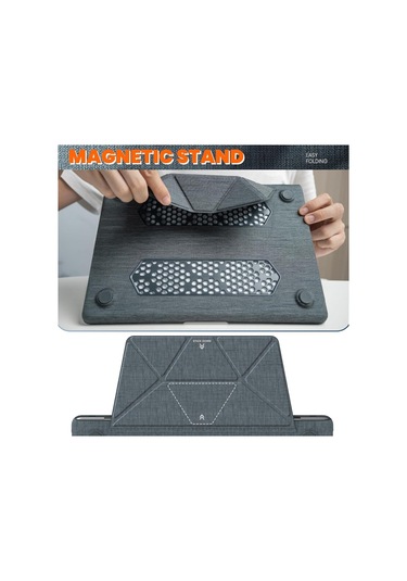 Macbook Uyumlu Pro 13inç A2159 A1989 A1706 A1708 Kılıf Nubuk Üçgen Standlı Havalandırmalı Kapak 2019/2016 Gri