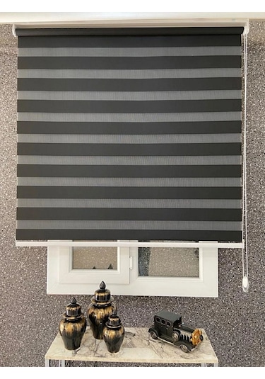 Ithal Bambu Siyah Zebra Stor Perde Eteği Düz 1.kalite Alüminyum Kasa Metal Ayak Siyah