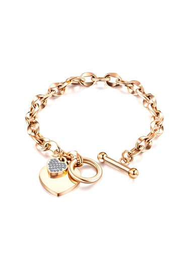 Gül Altın Opk Moda Aşk Paslanmaz Çelik Bileklik Kız Çok Renkli