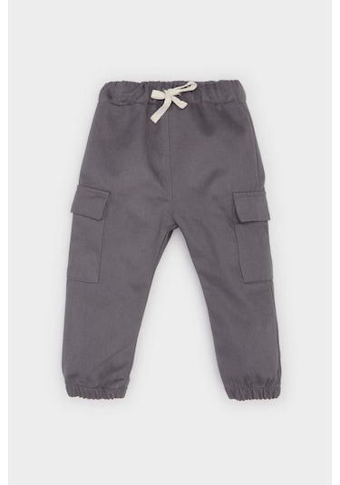 DeFacto Erkek Bebek Beli Paçası Lastikli Cepli Gabardin Pantolon E2010A525SPGR452 Gri