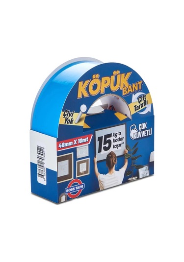 Boss Tape 3012 Çift Taraflı Köpük Bant 48mmx10m Çok Kuvvetli 15kg
