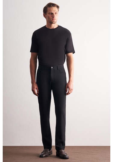 Siyah 5 Cep Düz Paça Esnek Slim Fit Casual Pantolon 1003255157 Siyah