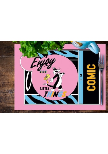 Adawall Home Tweety Teams Kumaş Amerikan Servis 4'lü Set 35x50cm Çok Renkli