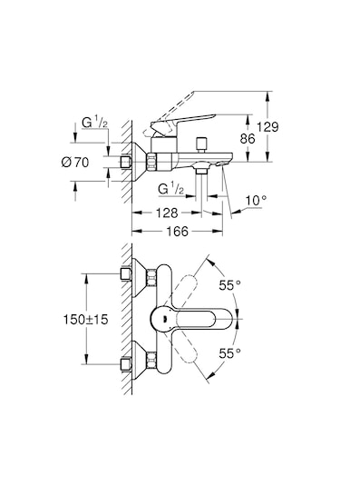 Grohe 23605000 Bauedge Banyo Bataryası Krom