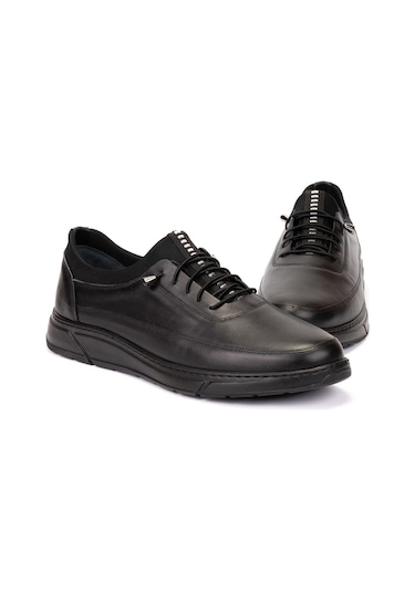 İçi Dışı %100 Hakiki Deri Siyah Tam Ortopedik Erkek Ayakkabı 45-46-47 Numara Siyah