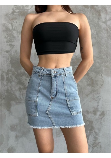 Kaizer Denim Kot Mini Etek Mavi