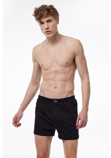 Malabadi Erkek Siyah Gri Füme 3 Lü Paket Geniş Kalıp Büyük Beden Boxer %100 Pamuk Battal Boy 3m024 Siyah-gri-füme