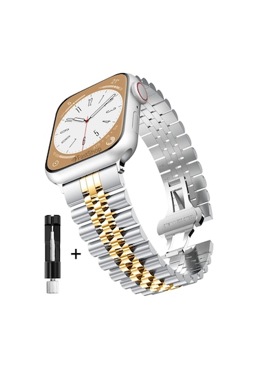 Apple Watch Seri 10 11 Uyumlu 42mm Uyumlu Paslanmaz Çelik Rolex Kordon