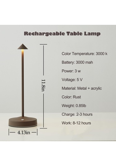 Ximistore9 Taşınabilir Led Dokunmatik Lamba, 3000 Mah Pil İle Çalışan, 2 Seviye Aydınlatmalı, Kompakt Ve Suya Dayanıklı Alüminyum Tasarım