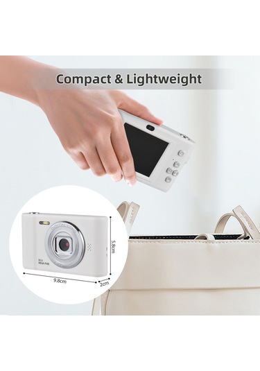 Springsun Beyaz Dijital Kamera 1080p Video 50mp Fotoğraf 2.4 İnç Ekran 8x Zuma 650mah Pil 32gb Tf Kartlı Çift Lens Içten Flaş