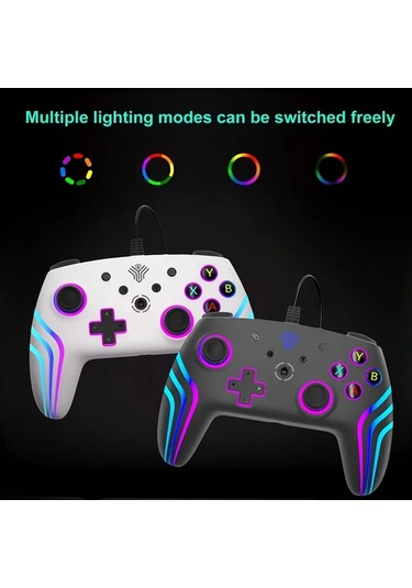Elmpaly Black Oyun Kumandası Titreşimli Xbox 360 Pc Ps4 Ps3 Switch İçin Aydınlatmalı