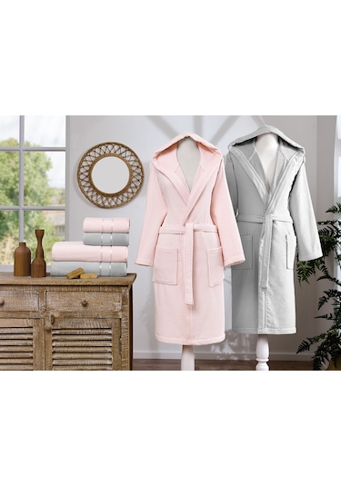 Özdilek Bright Kadife Aile Seti Gri/pembe Gri - Pembe