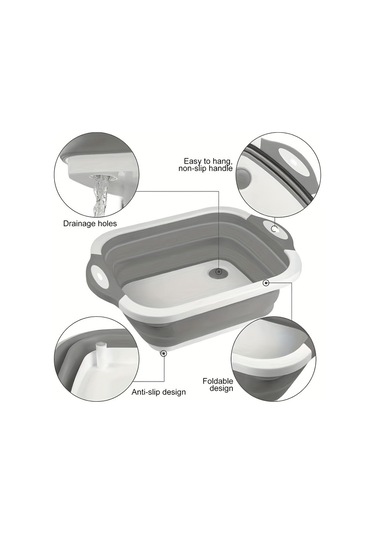 Tcherchi Açık Havada Kamp ve Seyahat İçin Taşınabilir Katlanabilir Kesme Tahtası Gri Beyaz