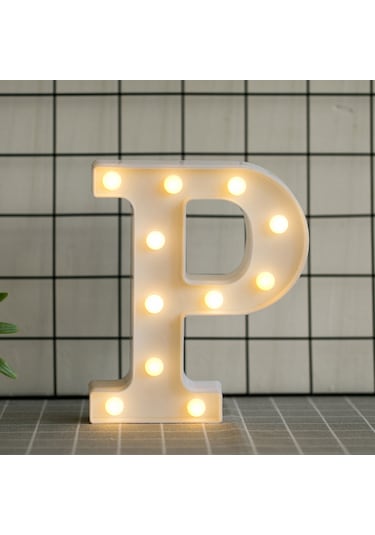 Geeksen P Harfi Led Işık Dekoru - Özel Günler İçin Romantik Aydınlatma, Duvar Veya Masa Üstü Kullanımı Diğer