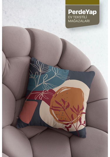 Mavi Ve Kırmızının Uyumu Desenli 4lü Kırlent Kılıfı