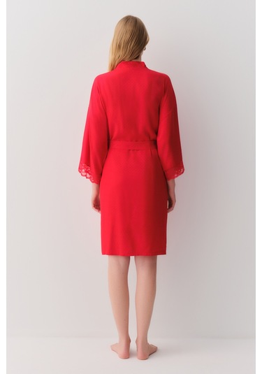 Suwen Amour Uzun Sabahlık Sh26101615082 Kırmızı