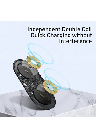 Maiyame Baseus 15w Çiftli Kablosuz Şarj Aleti, Qi Sertifikalı, İphone Ve Android Uyumlu, Bs-w508 Siyah