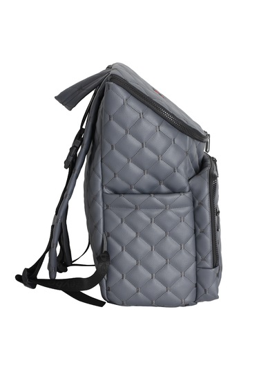 Kapitone Desenli Anne/bebek Bakım Çantası Gri Nakışlı - Zeybe Gri