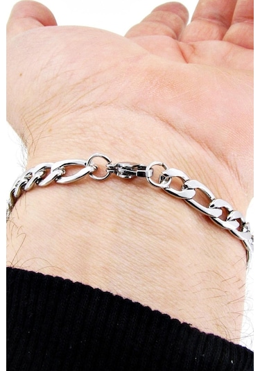 Takı Dükkanı Kişiye Özel İsim Yazılan Figaro Unisex Çelik Bileklik ack06ic Çelik