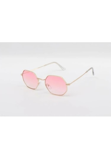 Mobgift Sekizgen Degrade Unisex Güneş Gözlüğü Pembe Şeffaf