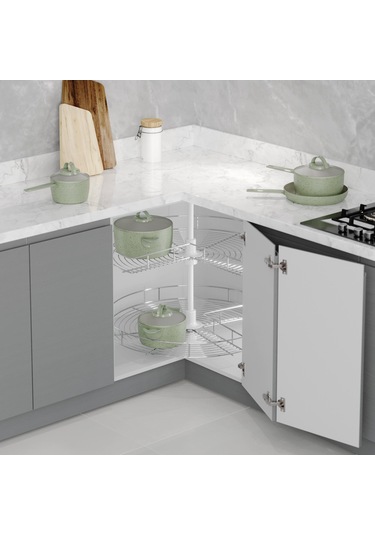 Starax Döner Sepet Takımı 3/4 74cm Krom Gümüş