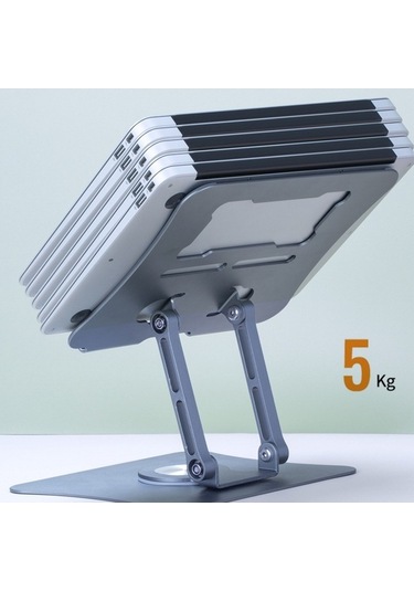 Ebitda Alüminyum Dizüstü Bilgisayar Braketi, Katlanabilir, 360 Derece Dönenebilen, Isı Dağılımlı, Gri