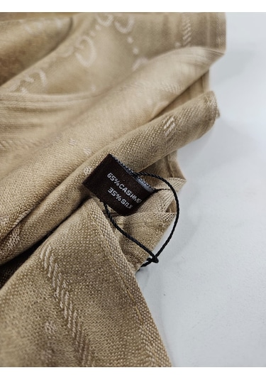 Miorel Scarfs G Desen Çift Taraflı Kaşmir İpek Şal 4 Mevsim Soft Pamuklu Şal Gold