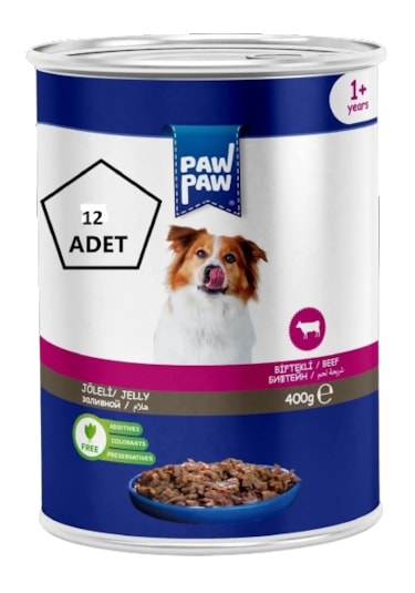Paw Paw Joleli Biftek Etli Yetişkin Köpek Konservesi 12 x 400 G