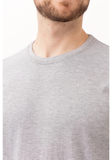 Gaura Gri Uzun Kollu Basic T-shirt Gri Melanj