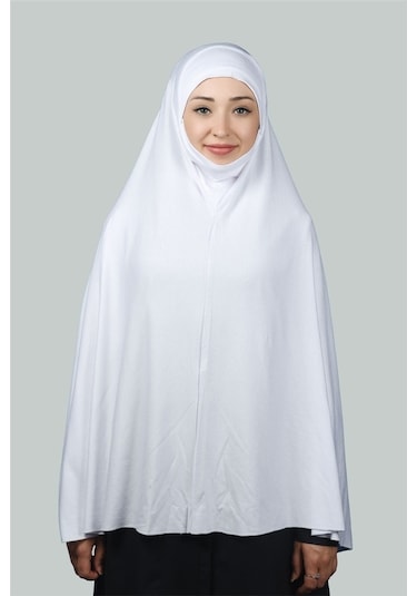 Altobeh Hazır Türban Peçeli Pratik Eşarp Tesettür Nikaplı Hijab - Namaz Örtüsü Sufle (5XL) - Beyaz