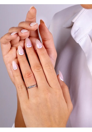 Torgovyj Dom Uvelir Holding 925 Ayar Gümüş Zirkon Taşlı Nişan Alyansı 325747402 Gri