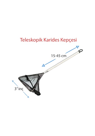 Liya Akvaryum Karides Kepçesi 3" 15-45 CM Saplı / Üçgen