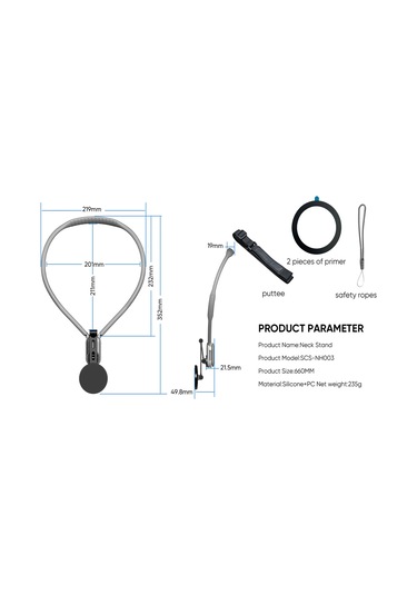 Manyetik Cep Telefonu Tutucu-eller-serbest Boyun Montaj, Birinci Şahıs Perspektif Grey -