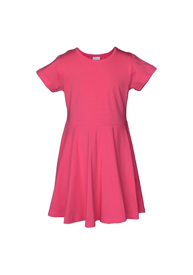 Lovetti Nar Çiçeği Kız Çocuk Düz Basic Kısa Kol Elbise 9560N003 Narçiçeği