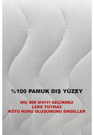 %100 Pamuk Sıvı Geçirmez Yatak Koruyucu Cotton Box Lastikli Alez Beyaz