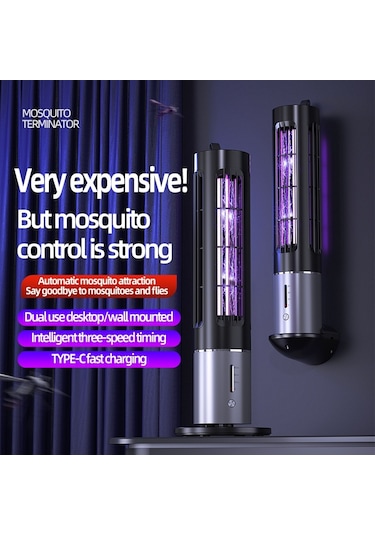 Sones D9 Taşınabilir Uv Sivrisinek Önleyici Lamba Şarj Edilebilir Sessiz Sinek Tuzağı 3 Hızlı Zamanlama Siyah