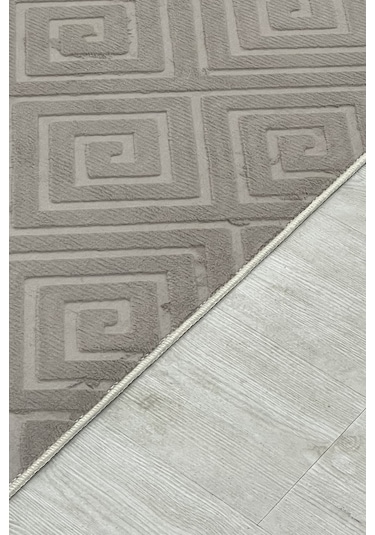 Lüle Halı Delüx Kabartmalı Düz Renk Üstün Kalite De Kaymaz Tabanlı Yolluk Halı Vizon