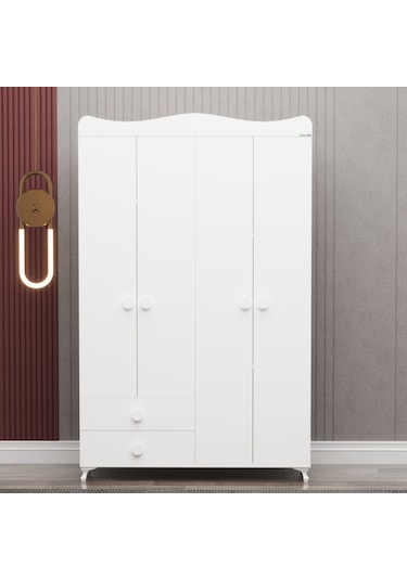 Garaj Home Yıldız 4 Kapaklı 2 Çekmeceli Dolap - Beyaz