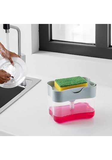 Porsima ORG-98 Deterjan Hazneli Pompalı Süngermatik Sıvı Sabunluk Gri