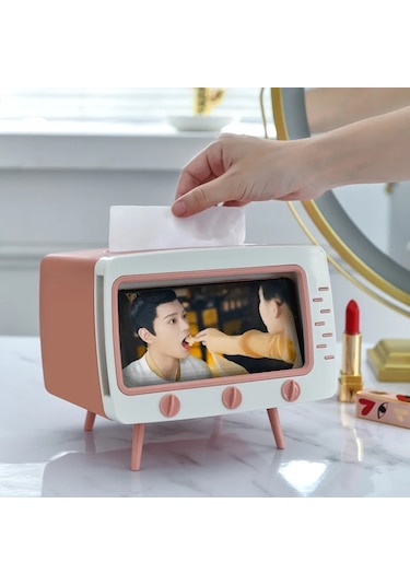 Hiçbir Çıkartma Sarı-karikatür Doku Saklama Kutusu Basit Ve Sevimli Karton Kutu Tv Plastik Sehpa Oturma Odası Çok Fonksiyonlu Cep Telefonu Standı