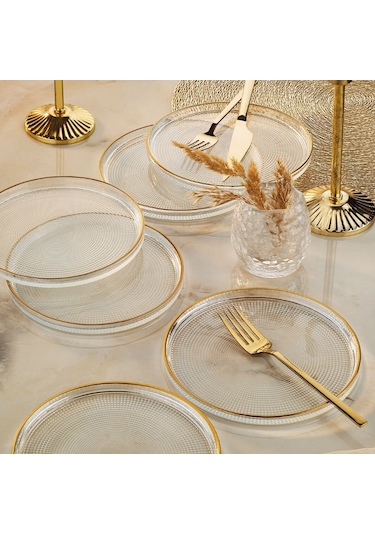 Fecra Loren Pasta Tabağı Seti Fileli 6'lı 16 CM Gold