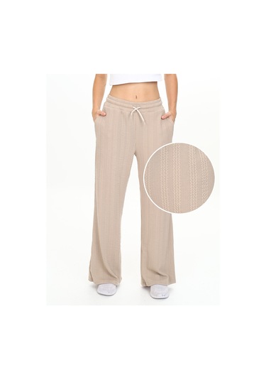 Denokids Kız Çocuk Geniş Paça Bej Basic Eşofman Altı Renkli Bej