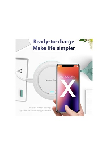 Q18 Yuvarlak Şekil Kablosuz Şarj Cihazı 15w Hızlı Şarj Masaüstü Şarj Pedi - Siyah Siyah