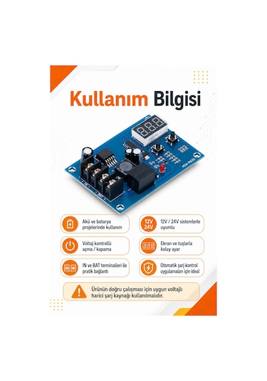 Hcw-m632 Akıllı Şarj Kontrol Devresi 12v 24v Jel Akü Lityum Batarya Uyumlu