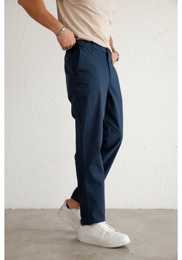 Braccas Erkek Armürlü Slim Fit Lacivert Pantolon Lacivert