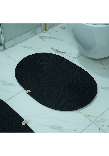 Zengin Supla 2'li Banyo Paspas Set Siyah
