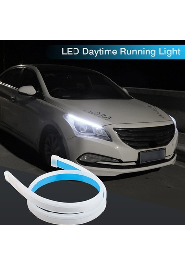 Cbtx 2 Adet 45cm Ultra İnce Araba Drl Esnek Led Şerit Gündüz Çalışan Işık Dönüş Sinyali Işığı Buz Mavisi - Sarı