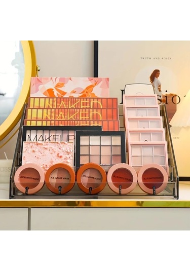 Cordial Transparan Gri 5 Katlı Genişleyen Makyaj Organizer Rafı, Kompakt Vanity Masası Şeffaf Gri