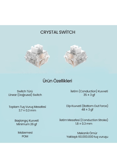 Aula Leobog Crystal Lineer Mekanik Switch 100 Adet