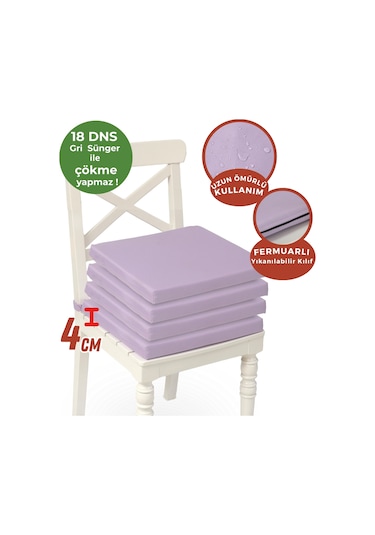 Xpermate 4'lü Sandalye Minderi Su İtici Kumaş 40 x 40 CM Lila